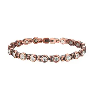 Pure Copper Magnetic Bracelets for Women, Cubic Zirconia Bracelets, Vintage Copper Jewelry,Gift for Mom Wife