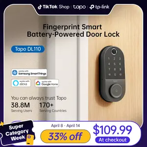 TP-Link & Tapo DL110 Smart Door Lock｜6 Ways Unlock｜1-Yr Battery｜IP65 Stormproof｜Built-in Doorbell｜Scheduled Access｜BHMA Grade 2