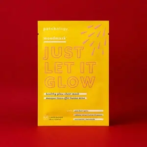 Patchology Moodmask Just Let it Glow Healthy Glow Sheet Mask - Infused with Pear Fruit Extract, Seaberry Extract, Niacinamide - 1-Pack Single Face Mask for Normal Skin