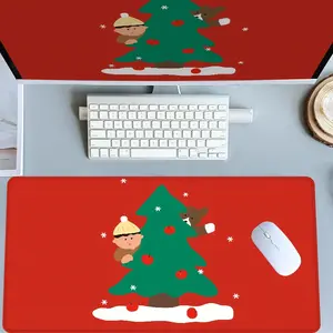 Christmas Tree Kids Mouse Pads Extra Large Computer Desk Top Mat Mouse Pad for Laptop Mouse Desk Pad Desk Mats with Non-Slip Rubber Base Stitched Edge for Home and Office