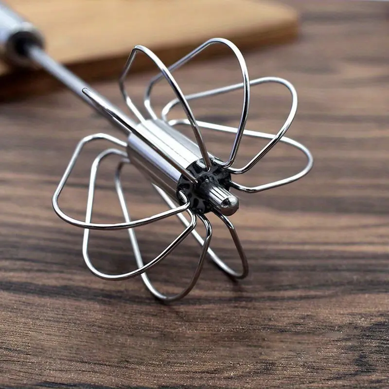 1pc/2pcs, Stainless Steel Eggbeater, egg scrambler, hand mixer, Rotating Semi-Automatic Eggbeater, Allows you to stir Easily Without Feeling Tired, Used for Making Cream of Egg Beater