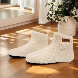 TikTokShopBlackFriday Men's Women's Warm Polar Fleece Winter Slippers - Fuzzy Lining High-Top/Low-Top Indoor Barefoot Boots - Cold-Resistant Bedroom House Slippers(Sheets)