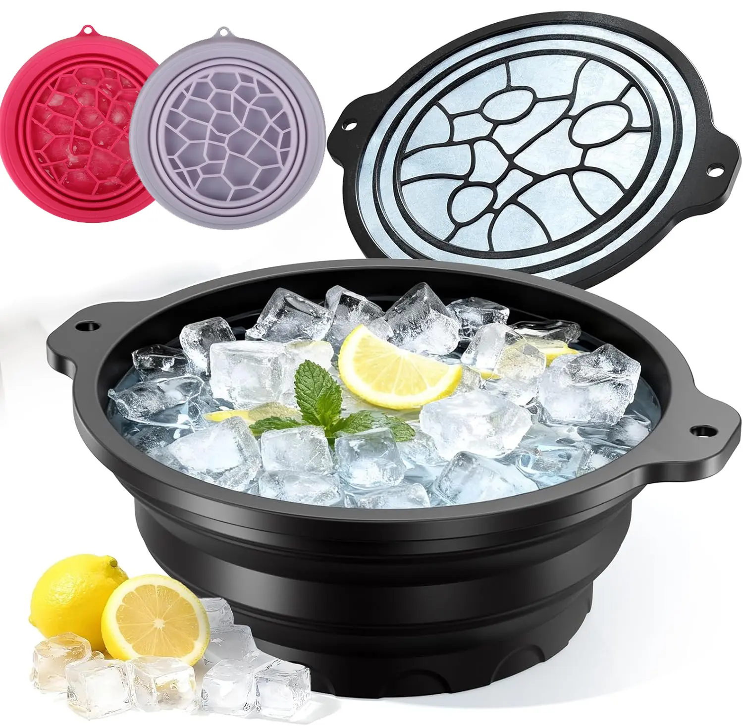 Face Bowl for Ice with Built-in Ice Tray – Collapsible Silicone Facial Ice Bath Bowl for Cold Plunge Therapy, Skin Tightening & Acne Relief – Portable Spa Tool for Home & Travel