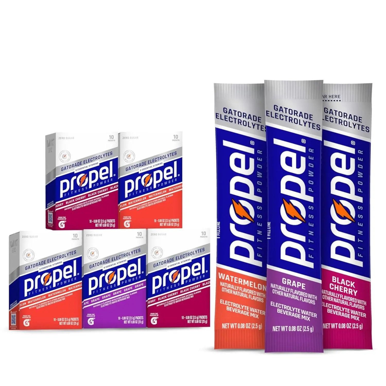 Propel Electrolyte Enhanced Water Drink Mix Powder Packets 3 Flavor ...