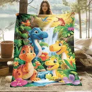 1pc Dinosaur World Ultra Soft Lightweight Blanket-Cozy Warm Throw for Camping Travel, Holiday Gift for Loved Ones, All Seasons Use on Sofa Bed Office Living Room Congrats Grad Best Gift