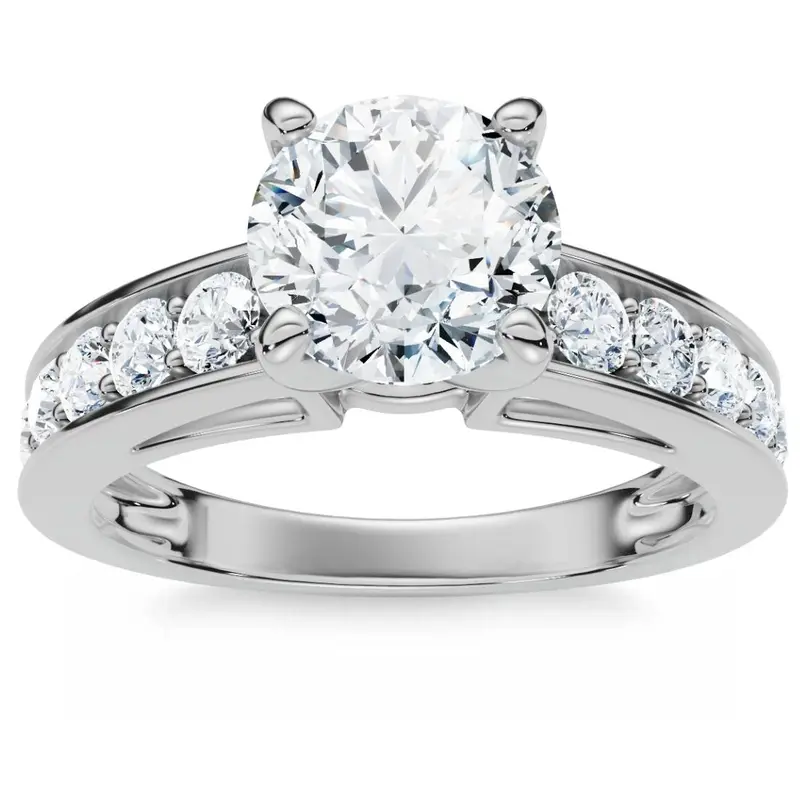 Certified 3Ct Diamond Engagement Ring Cathedral 14k Gold Lab Grown