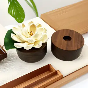 Lotus diffuser, flameless aromatherapy essential oil diffuser for home and car, fragrance diffuser stone ornament, car diffuser wood