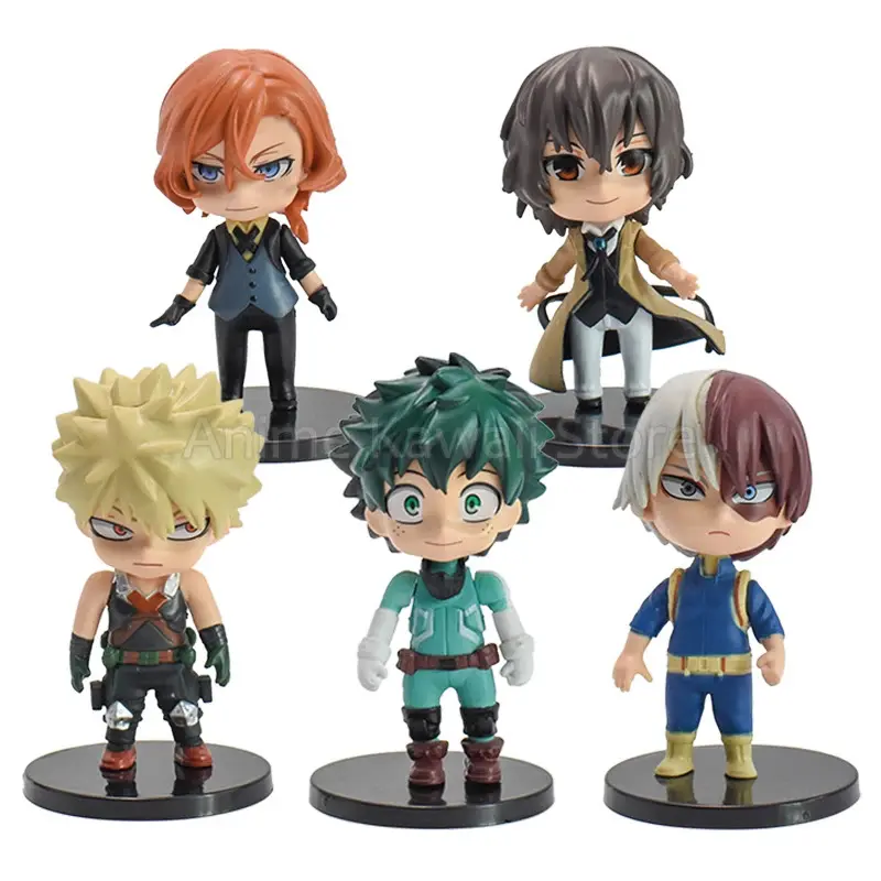5Pcs/Set Anime My Hero Academia Collectible 3D Character Animated Figurine Action Figures - Midoriya Izuku, Bakugou Katsuki, Todoroki Shouto, Ochaco Uraraka, Kirishima Model Toy, 3D Character Figurine Action Figures, Animated Figurines Action Figures