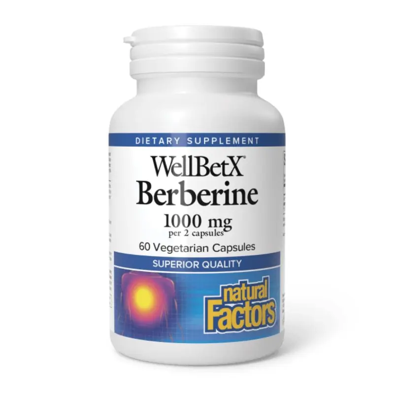 Natural Factors WellBetX Berberine 1000 mg High Potency Health Supplement - Barberry Root Extract Herbal Wellness Capsules, Selfcare, Natural Wellness Boost, Metabolic Support (Bottle, Other Options Available)