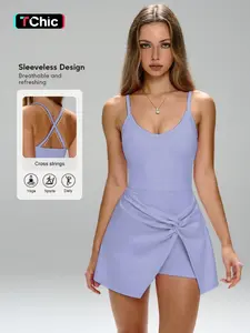 Women's Sporty Two-Piece Gym Dress, Casual Tennis Skirt, Fashion Golf Dress, Breathable Fabric, Suitable for Outdoor Activities