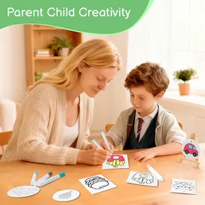 Tibibee S8 Pcs Magic Foam Texture Painting Kit, Magic PuffyPaint Kit-32 Pcs Foam Texture Paper, 12 Acrylic Markers,Magical 3D Effect Texture DIY Painting Set for Kids Ages 3-8