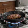 12" Family Size Pre-Seasoned Cast Iron Multi-Cook Pan - Heavy Duty Cookware, Oil-Infused Thermal Pan for Frying, Heat Retention, Flavor-Ready Coat, Oven-to-Campfire Safe Indoor Kitchen Supply