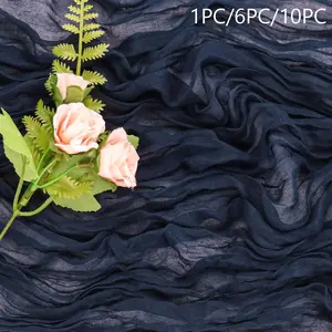 1/6/10PC Elegant Navy Blue Crinkled Table Runner, Sheer Decorative Table Cloth for Wedding, Party, Banquet, Home Dining, Centerpiece Decoration, Long Table Cover, Event Table Accessories, Lightweight, Modern Romantic Style for Holidays & Special Occasions