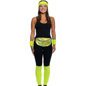 80's Retro Style Women's Aerobics Halloween Costume Cosplay Accessory Set
