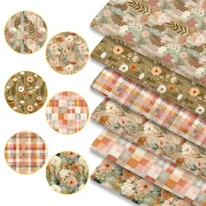 6pcs Muted Boho Fabric Bundles, 45cm*50cm/17.72in*19.69in Pastel Fall Pattern Fabric Squares for Quilting, Patchwork Sewing Material for Bedding, Tablecloth, Bags, Headbands, Pillowcases