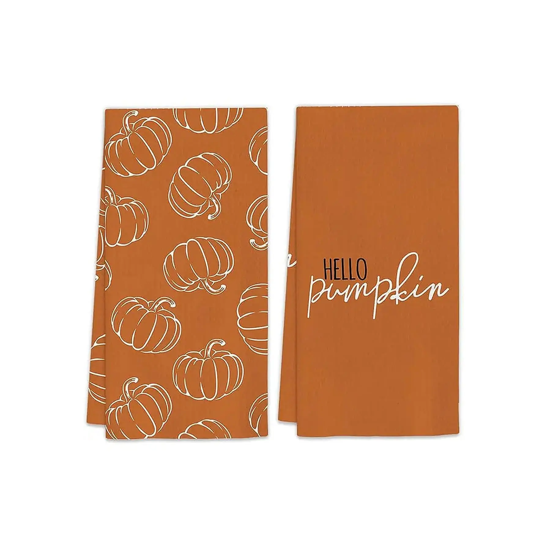 2pcs Kawaii Synthetic Absorbent Polyester Kitchen Towel Set - Orange Autumn Pumpkin Print, 15.7x23.6in, Machine Washable Home Decor for Daily Dining Room Use, Cleaning Hand Cloth, Dish Drying Towel, Halloween
