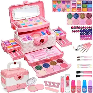 Kids Makeup Kit for Girls – Washable Play Makeup Set, Pretend Play Toy Beauty Kit, Best Kids Makeup Sets & Girl Toys Gift for Ages 3–12 Birthday