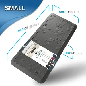 Anti-Fatigue Kitchen Mat 3/4" Thick Cushioned Memory Foam Standing Mat 17" x 32" Gray for Kitchen, Office & More