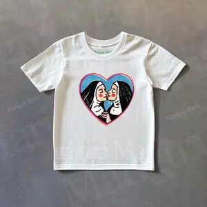 Two Nuns Kissing Baby Tee, Retro Y2k Shirt, Gift For Her, Trendy Baby Tee, Aesthetic Shirt, Y2k Aesthetic Baby Tee, Gift For Him