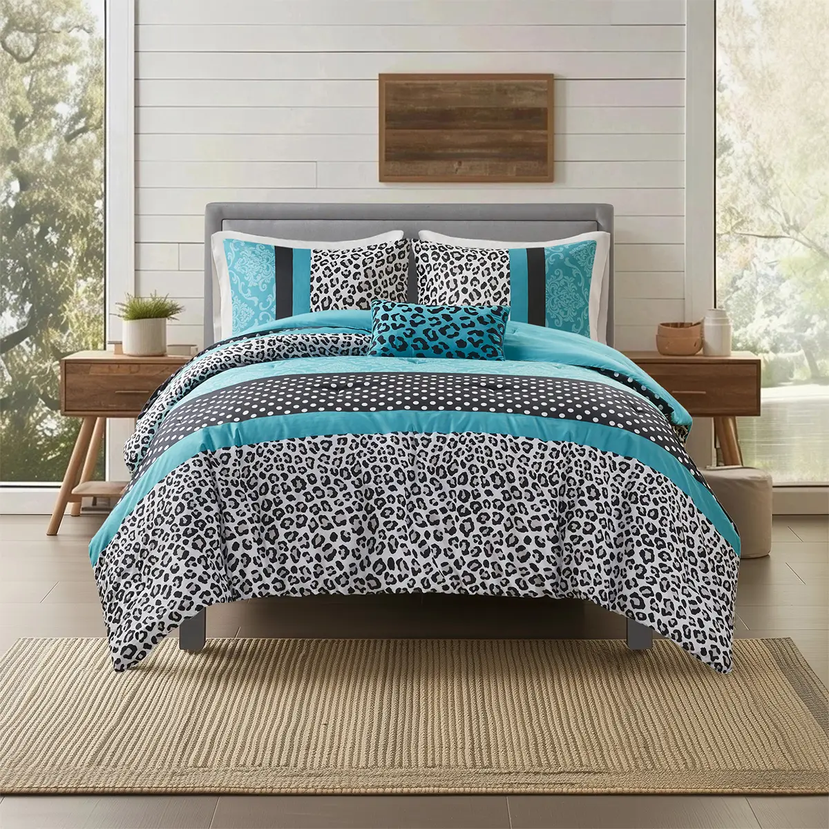 Mi Zone All Season Printed Polyester Bed Cover Set - Comfy Breathable Bedding Set, Matching Sham, Decorative Pillow, Steam Iron-Friendly for Bedroom Decor