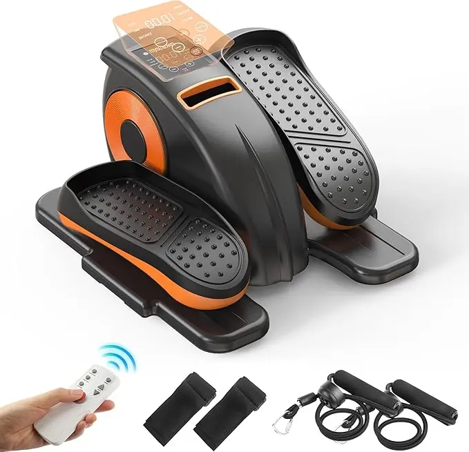 Mysuntown Under Desk Elliptical for Home,  Ellipse Leg Exerciser with 12 Adjustable Speeds & Remote Control & Pedals Straps