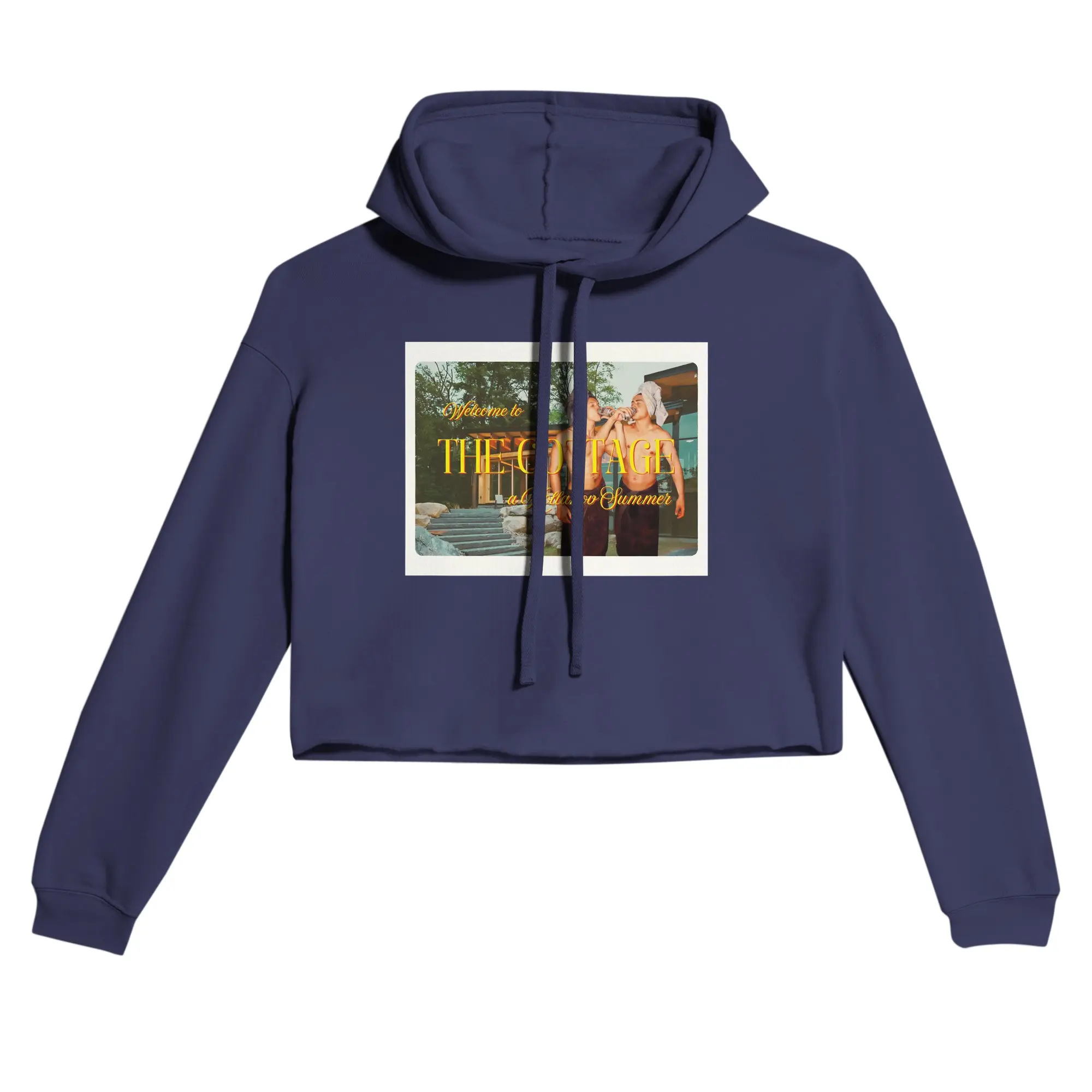 Hockey Romance Cottage Postcard Cropped Hoodie