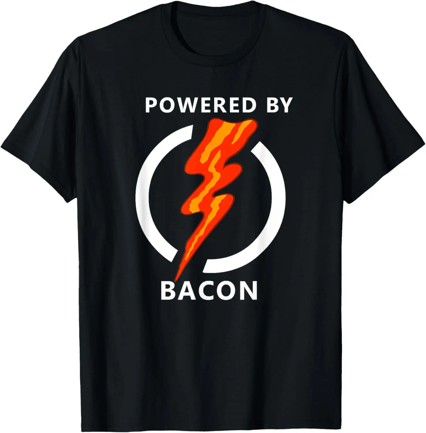 Women's Classic Dark Brown T-Shirt with Bacon Text Graphic, Minimalist 100% Cotton Shortsleeve Casual Top, Regular Fit All-Seasons Style, Everyday, Print Front, Clothes