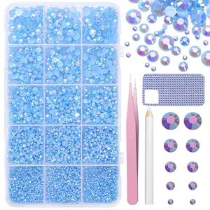 16000 count  Rhinestones for Crafting, Flatback Light Blue  Jelly Rhinestones, Mixed Sizes Blue Bedazzling  with Pickup Tool for DIY Crafts Clothing Tumblers Mugs Shoes Fabric  Art