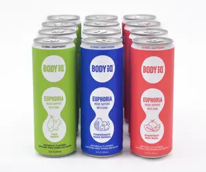 BODY iQ Euphoria Caffeine-Free Sparkling Water Beverage - Natural Calming Adaptogenic Mood Enhancer Zero Sugar - 12 Pack mixed flavors