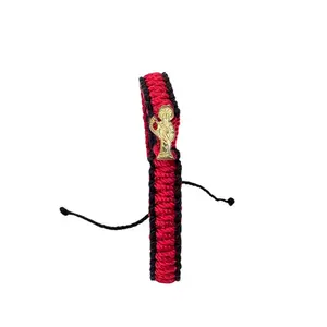 Santa Muerte Red & Black Bracelet - Powerful Spiritual Protection with Gold Accents - Adjustable Wrist Sizes 6" to 8.5" - Ideal Gift for Guidance and Strength