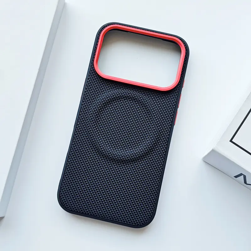 Luxury Magnetic Back Cover for iPhone 17 Pro Max & 17 Air - Soft TPU+Nylon Woven Leather, Anti-Fingerprints, Magnetic Fit Protective Case