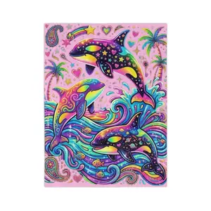 Rainbow Orca Blanket | Vibrant 90s Nostalgia Tapestry, Cute Neon Psychedelic Cosmic Whale Throw, Colorful Y2K Aesthetic Bedroom Decor