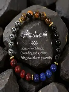 Natural Stone Bracelet with Tiger Eye Obsidian Lapis Lazuli Copper Ore, High Quality Unisex Jewelry, Handmade Holiday Couple Gift, Premium Bracelet