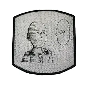 Overpowered Punch Hero Embroidered Patch – Minimalist Anime Inspired Fighter Iron-On Badge