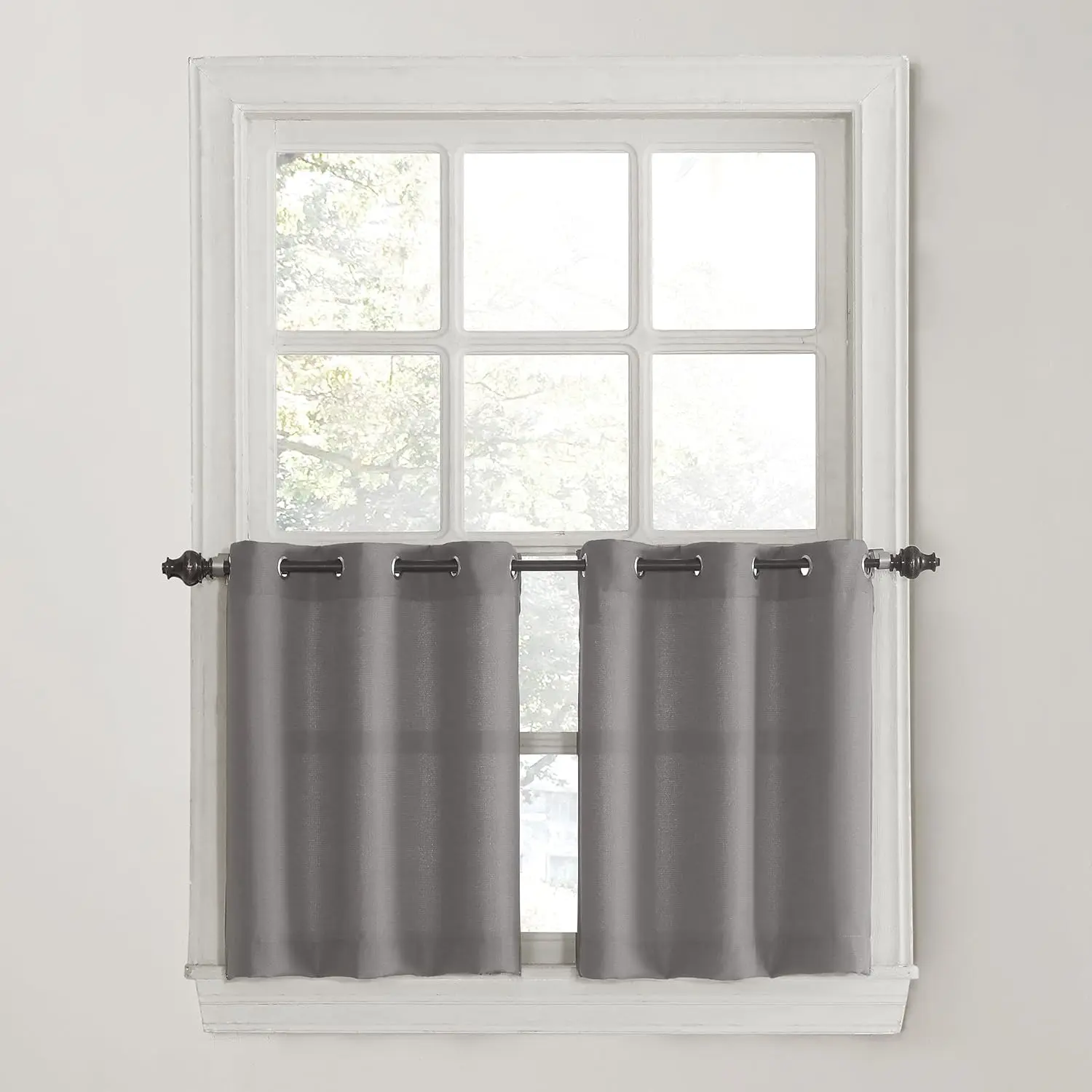No. 918 Montego Semi-Sheer Textured Fabric Cafe Curtain Pair Pack, Nickel Grommet Kitchen Curtains, 56" x 36"