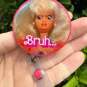 Funny Badge Reel | Cringe Doll WTF | Nurse Badge Reel Funny | ID Badge Holder | Nurse Gift | Nurse Badge Holder | ID Holder | Cute Badge