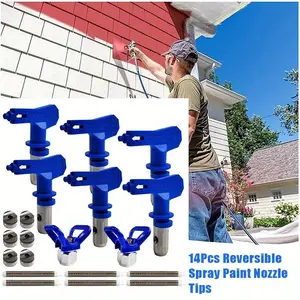 14Pcs Reversible Spray Paint Nozzle Tips,with Spray Gun Filters and Protective Seat,Airless Paint Sprayer Guns,Spray Paint Machine Parts,for House,Car,Hull Painting (211,315,417,515,517,623)