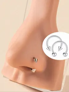 20g Rivet&Round Horseshoe Nose Rings Nose Piercing Jewelry Body Piercing Jewelry for Women Men Stainless Steel Punk Snake Bite Lip Rings Tragus Daith Forward Helix Conch Cartilage Earrings