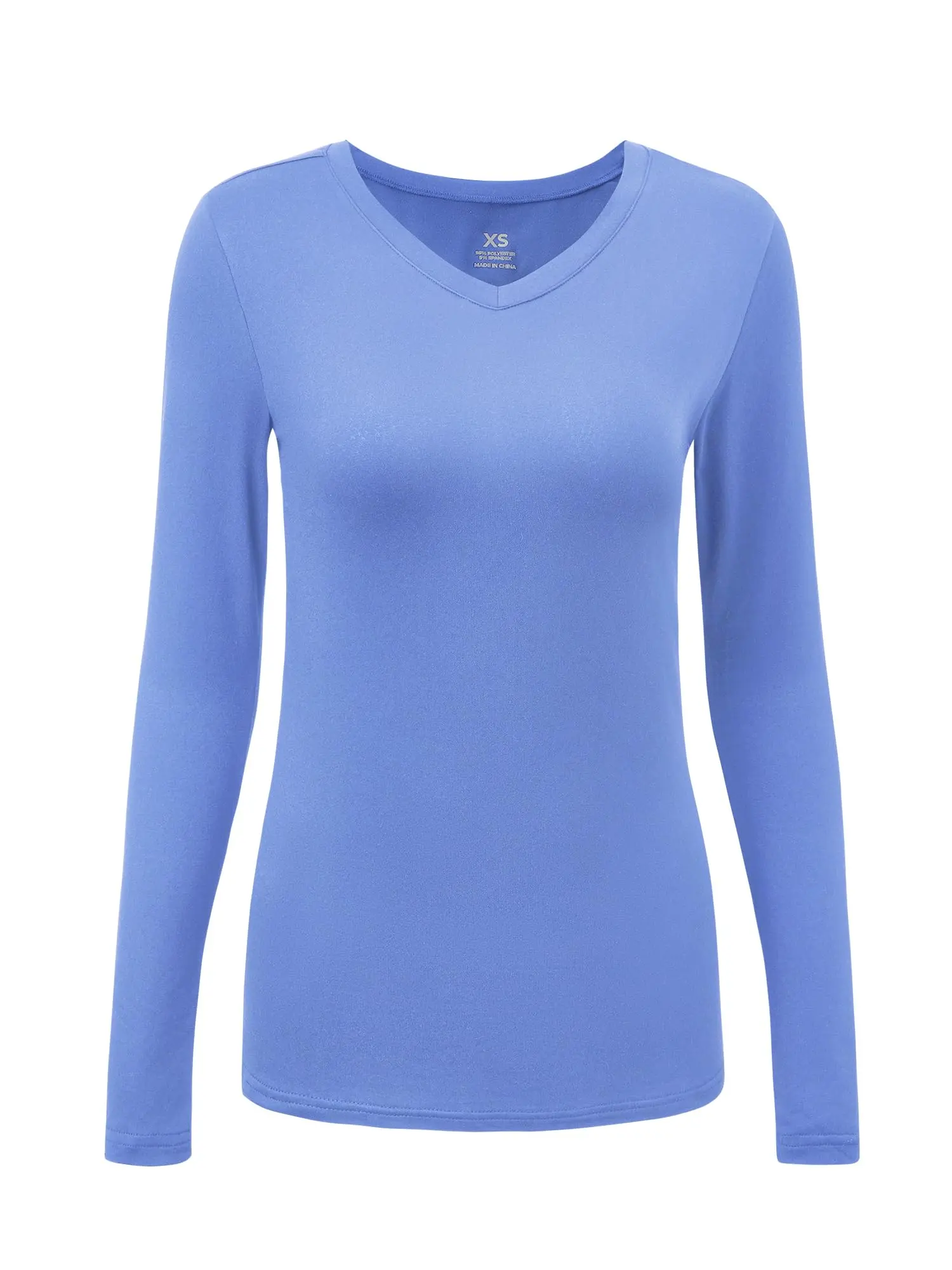 COZYSCRUBS Women’s Polyester Underscrub Top, Casual Style Long-Sleeve V-Neck Undershirt with Soft, Easy-Care Fabric