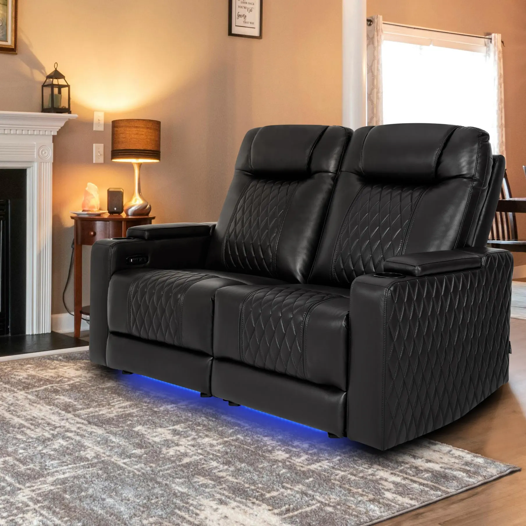 HTS830 Power Reclining Loveseat - Adjustable Upholstered Couch for Home Theater Seating
