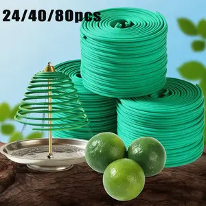 24/ 40/ 80pcs Lemongrass Essential Scented Coils for Outdoor Use, Home Fragrance - Lemongrass, Rosemary, Peppermint Aromatherapy - Perfect for Poolside, Patio, Porch, Deck, Camping & Hiking, Camping Accessories | Spiral Coil Design | Slow Burn Coils