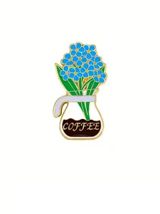 Coffee Design Brooch, Cute Flower Design Enamel Pin, Fashion Accessories for Women & Men, Trendy All-match & Exquisite Brooch for Birthday Gift