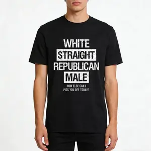 White Straight Republican Male T-Shirt, Mens Shirts Funny, Conservative Political Graphics Tee, Political Graphics Shirt, Men's Gifts, Casual Menswear, For Men