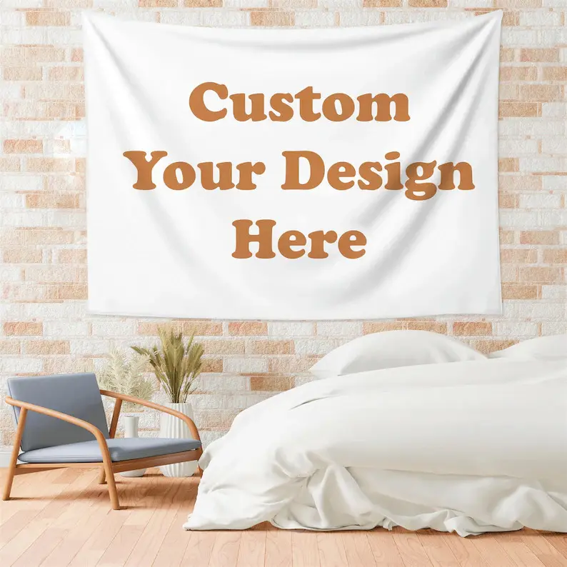 Custom Photo Print Tapestry - Personalized with Any Text, Stylish Polyester Fabric, Machine Washable, Wedding Backdrop, Home Wall Art Decor, Style