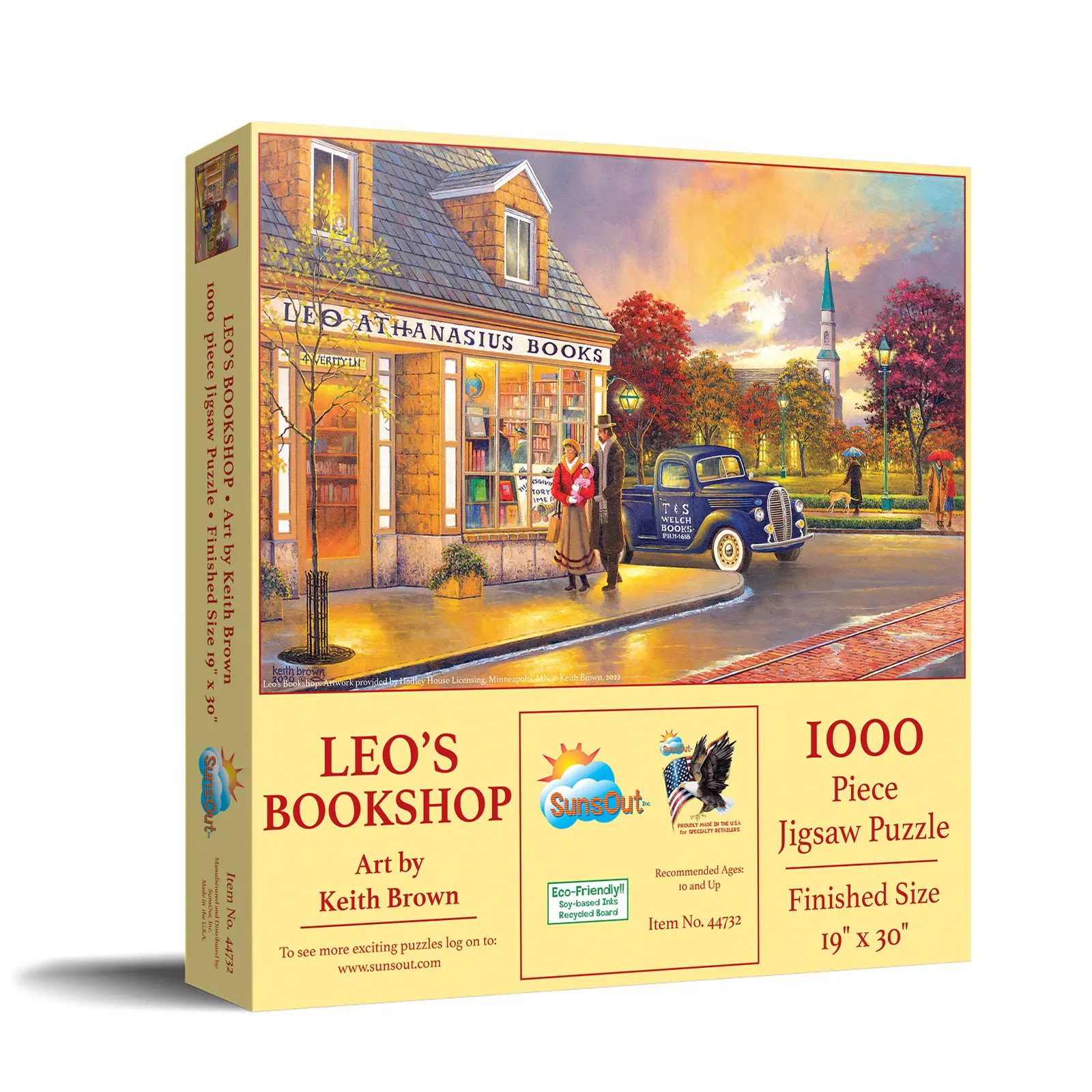 SunsOut Leo's Bookshop 1000 piece Jigsaw Puzzle for Adults 19" x 30" Americana, Vehicles and Transportation