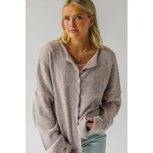 The Riggs Button-Down Sweater in Taupe