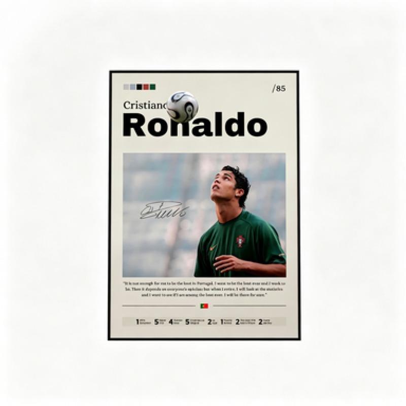 Cristiano Ronaldo Poster UNFRAMED , Soccer Print, CR7 Print Decor, Football Legend, Ronaldo Portugal Print, Sports Wall Art, Ronaldo Fan Gift Border Decoration Room boxing Titan On Attack Eco-Friendly
