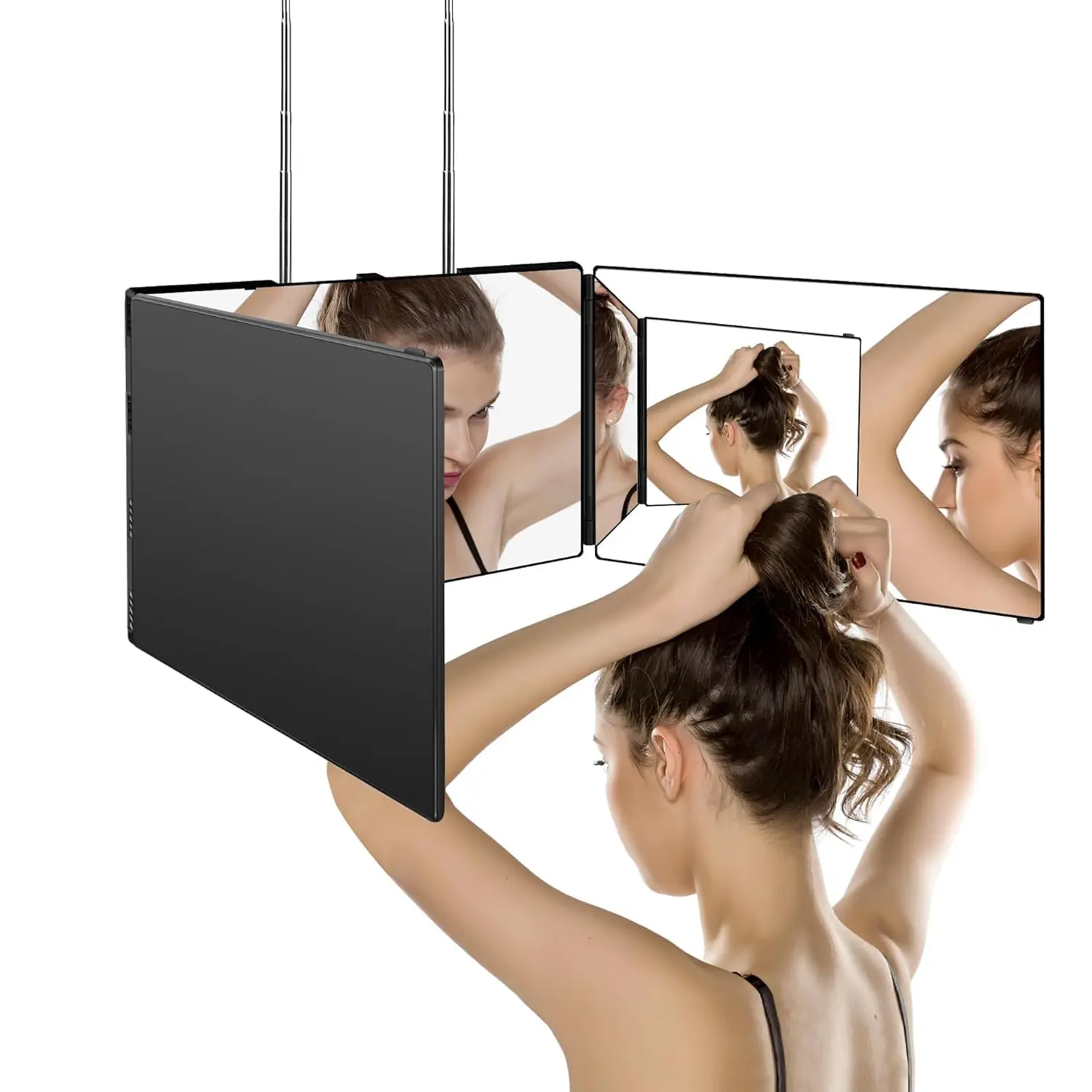 3 Way Mirror for Self Hair Cutting, 360 Haircuts Men for Barber Use Tools,to See Back of Head, Three Sided Mirror, Rotatable