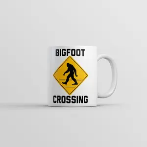 Bigfoot Crossing Mug Funny Novelty Sasquatch Coffee Cup - 11oz Funny Coffee Mugs Ceramic Printed Drinkware Cup