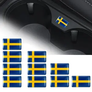 10pcs Epoxy Sweden Flags Sticker Car Interior Decoration Decal for VOLVO S40 S60 S80 S90 XC40 XC60 XC70 XC90 V40 V60 V70 Badge